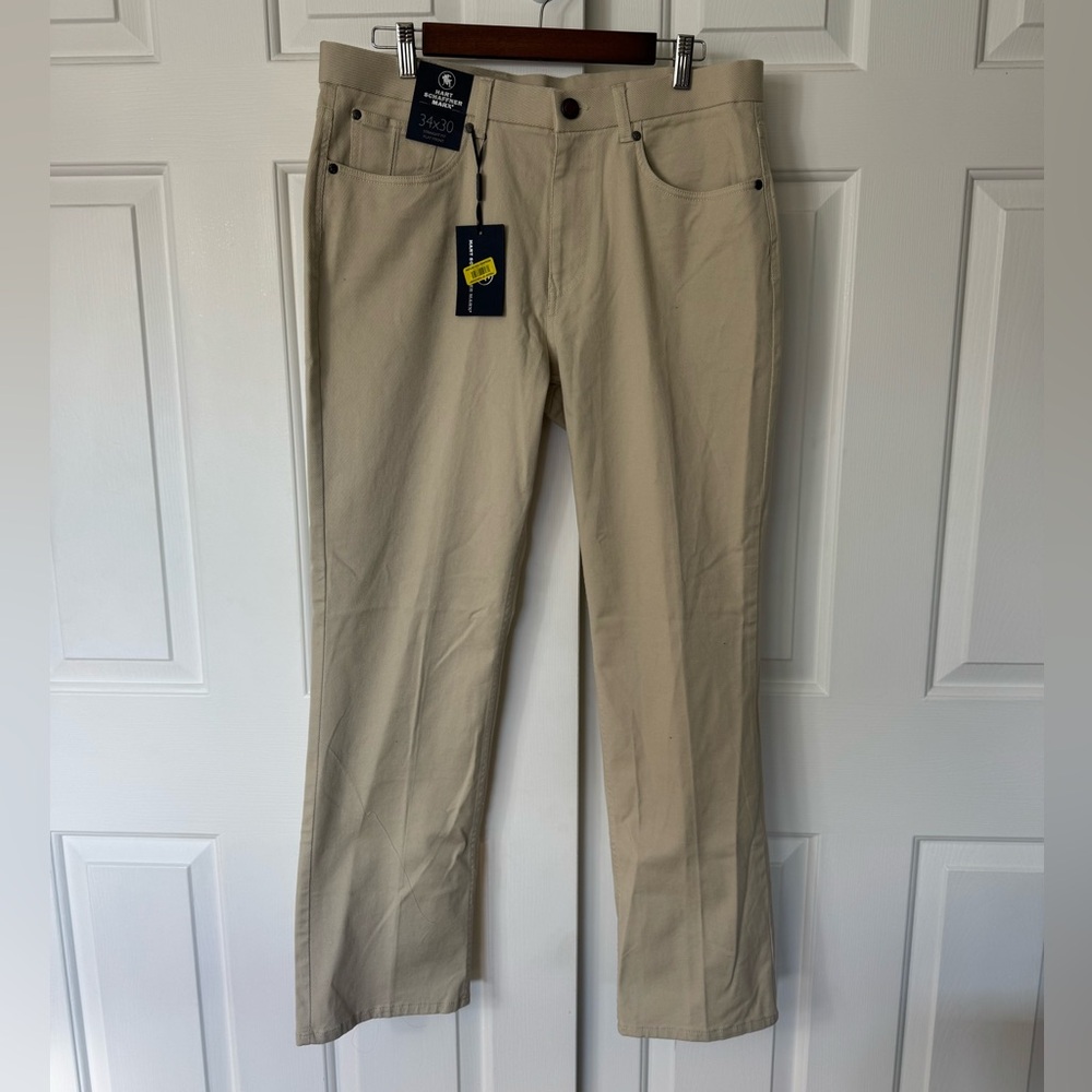 NWT: Hart Schaffner Marx Dress Pants Men's 34W 30L Khaki Straight Fit Flat Front